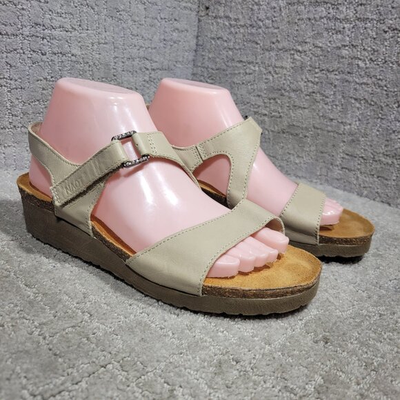Naot Madison Low Women's Size 9 US Beige Leather Comfort Wedge Sandals - Picture 11 of 12